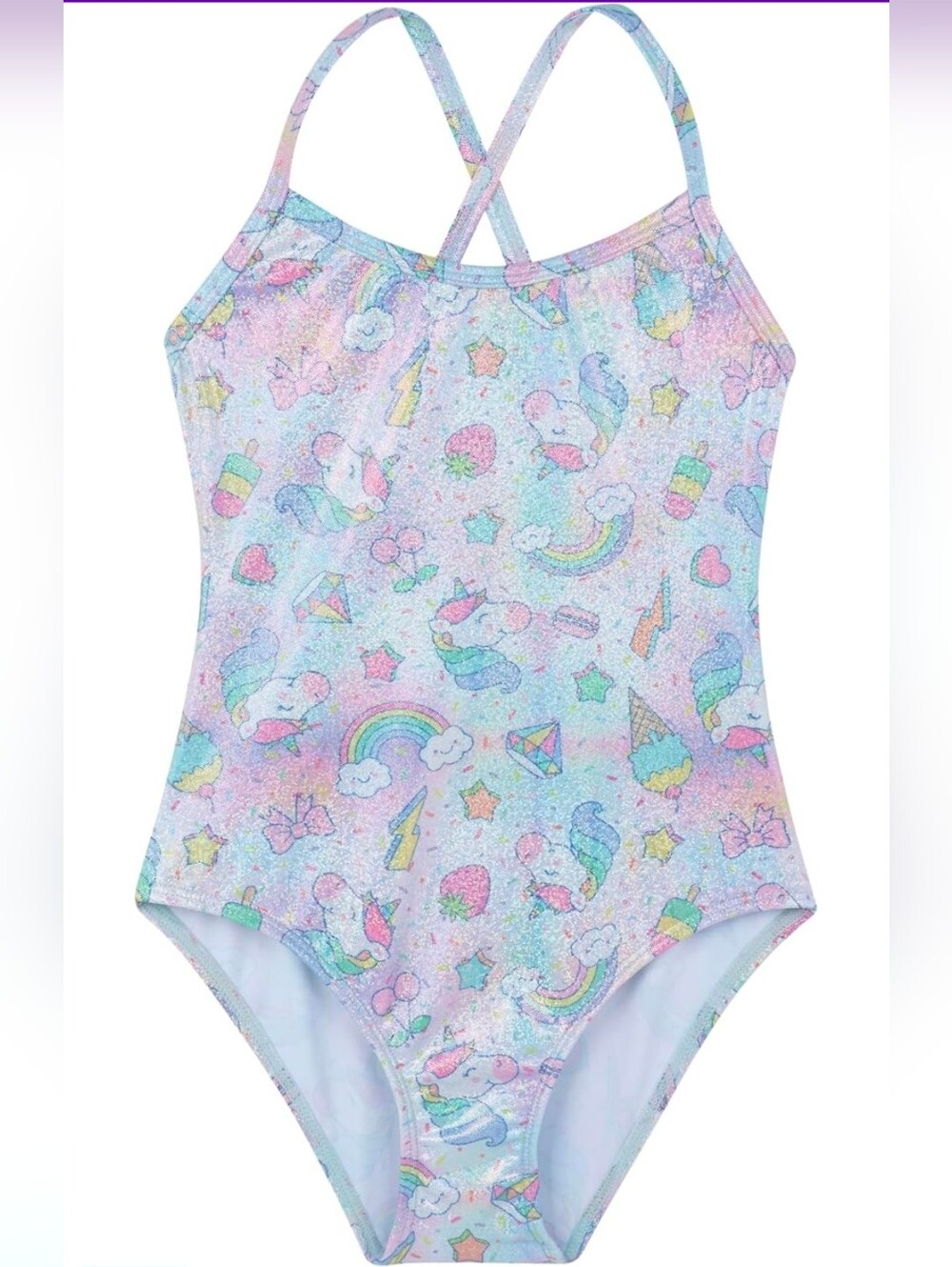 NWT Gottex Kids Unicorn Squad Shimmer One Piece Swimsuit Size 3 UPF 50